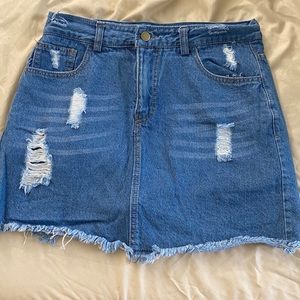 Denim skirt with underneath shorts